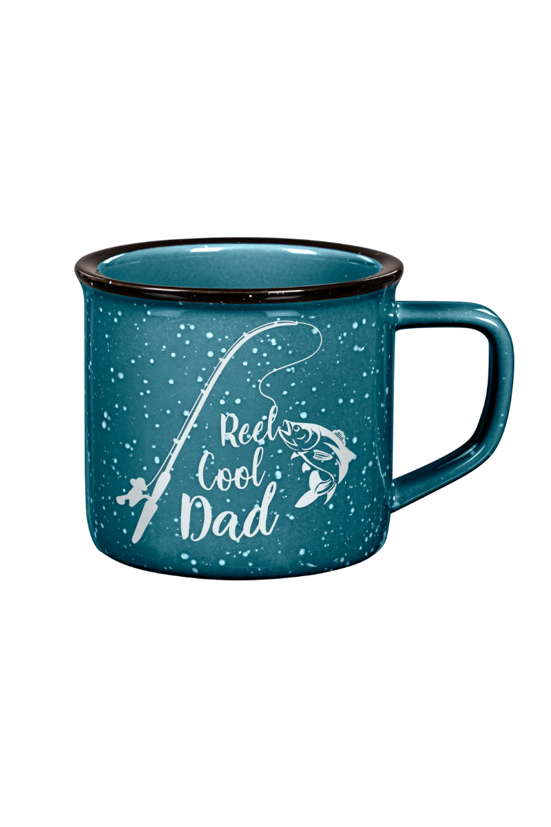 Dark Slate Gray Dad's Fishing Blue Ceramic Cozy Cup