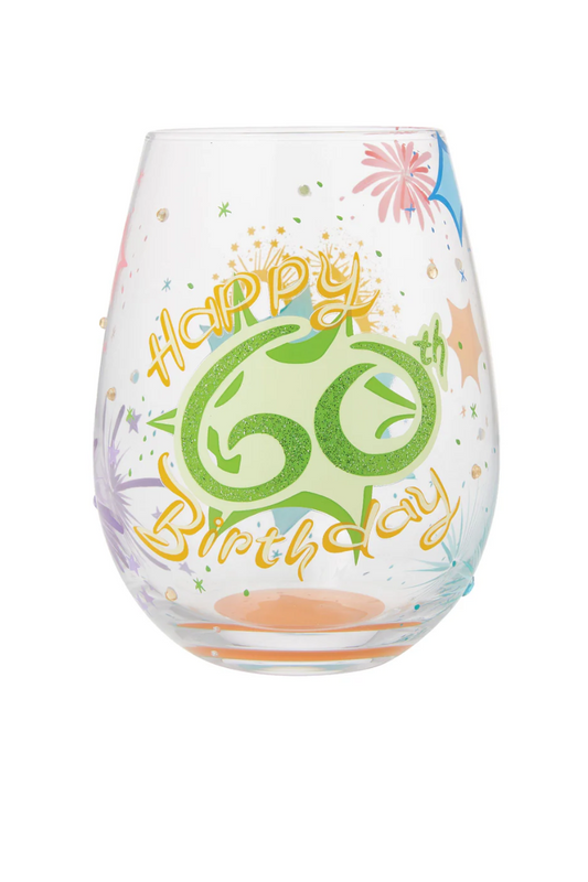 Antique White Lolita 60th Birthday 20oz. Stemless Wine Glass