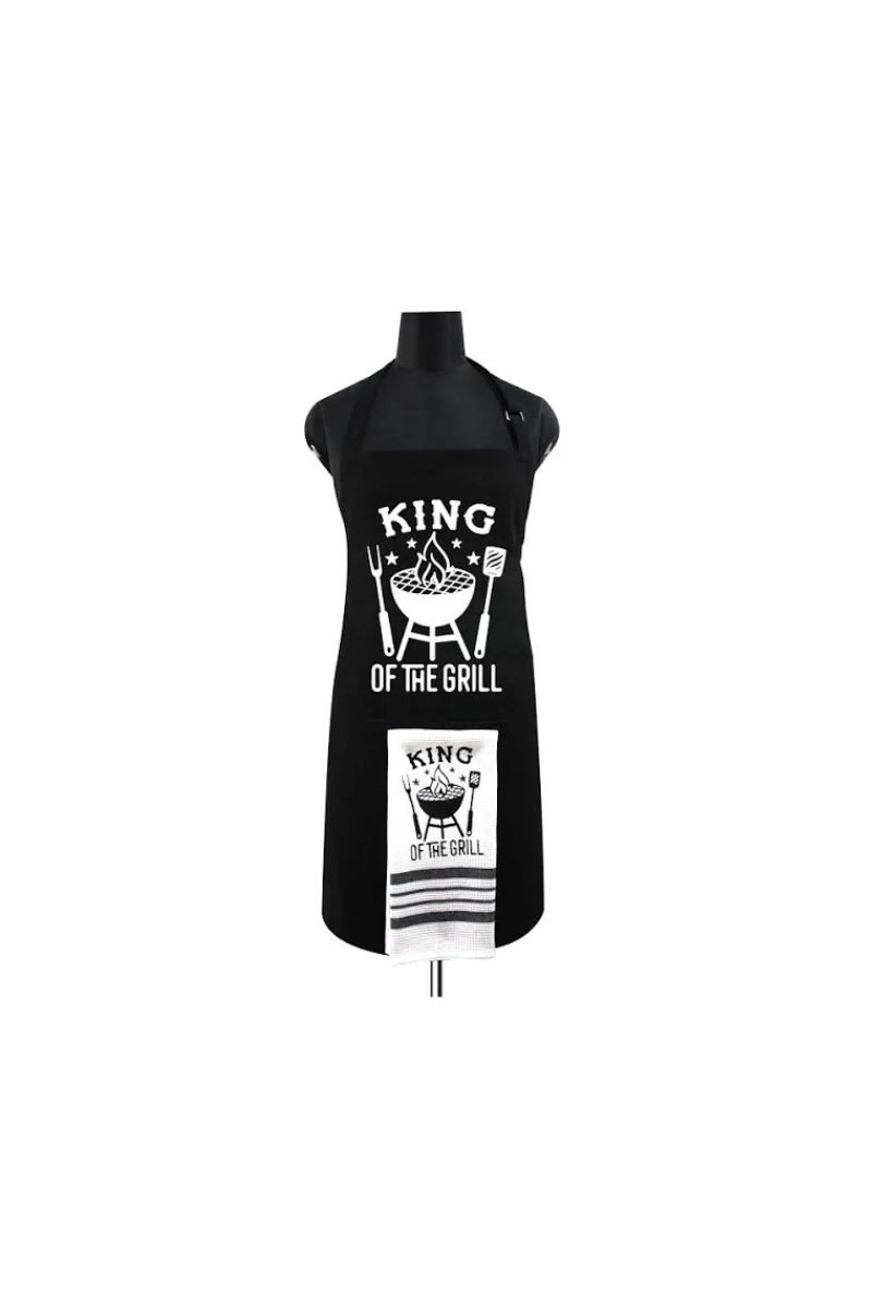 Light Gray Nidico The GrillMaster Apron and Towel Set for Dad (Click to see the 6 designs)