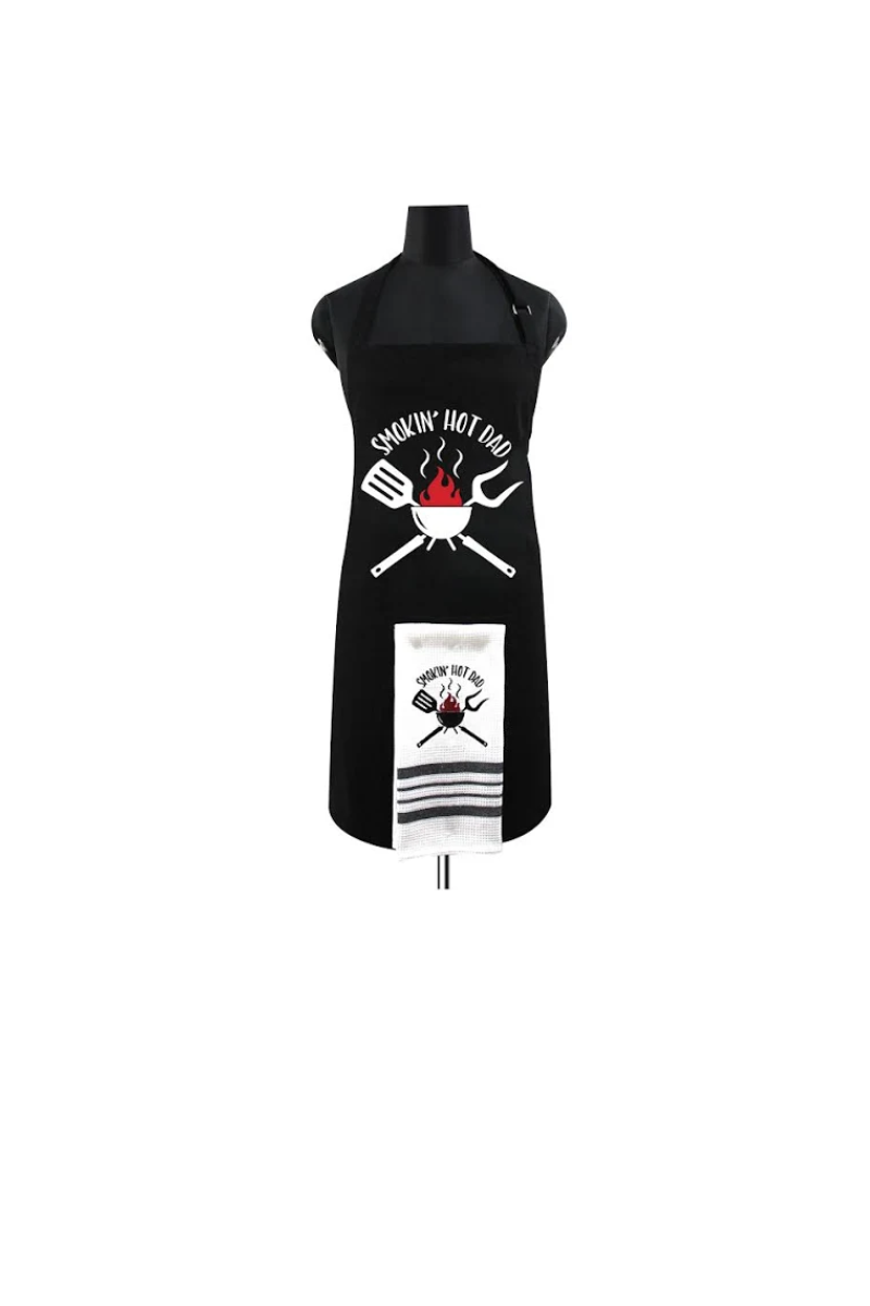 Light Gray Nidico The GrillMaster Apron and Towel Set for Dad (Click to see the 6 designs)