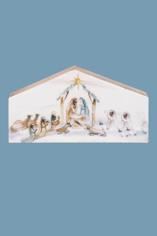 Light Slate Gray Watercolor Nativity Scene Block