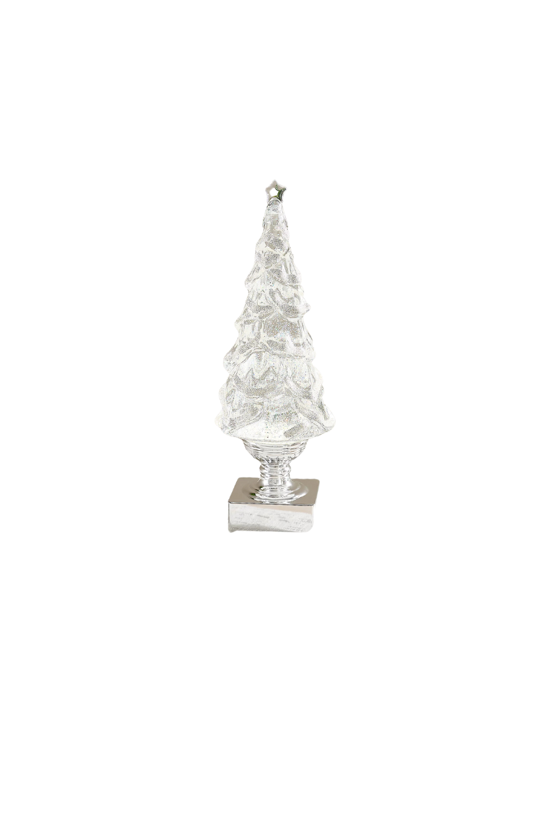 Light Gray 14" LED Blowing Glitter Tree