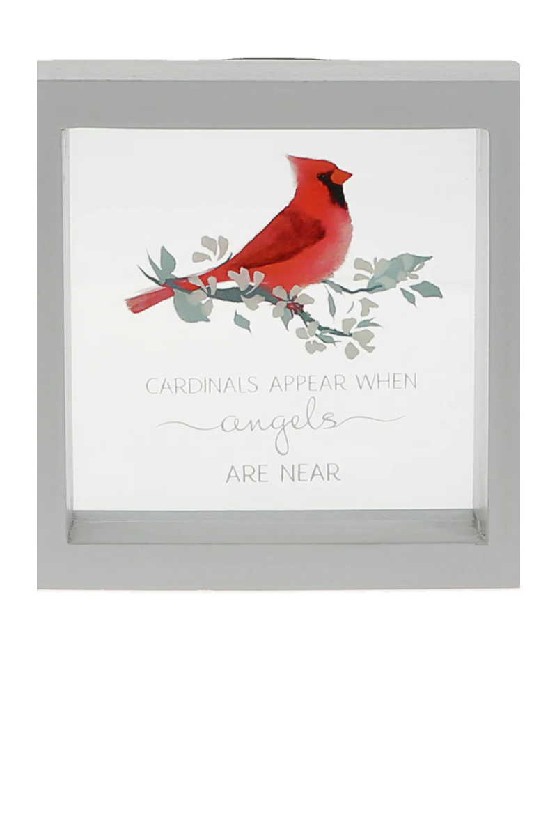 Light Gray CARDINALS APPEAR 5" X 5" FRAMED GLASS PLAQUE