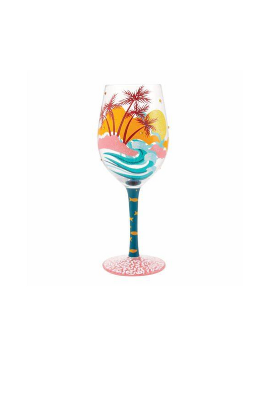 Light Gray Lolita Tropical Getaway 16oz. Wine Glass