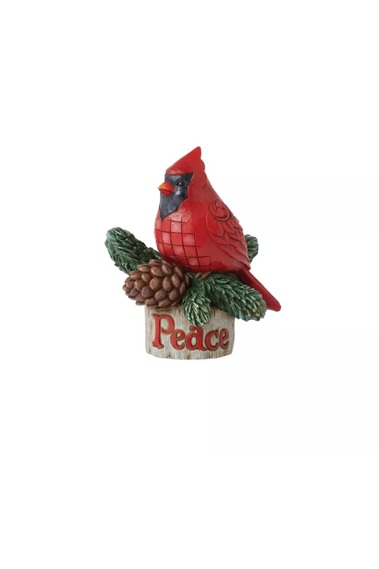 Sienna Jim Shore Pint Size Cardinal On Peace Pinecone Figurine 5.12"