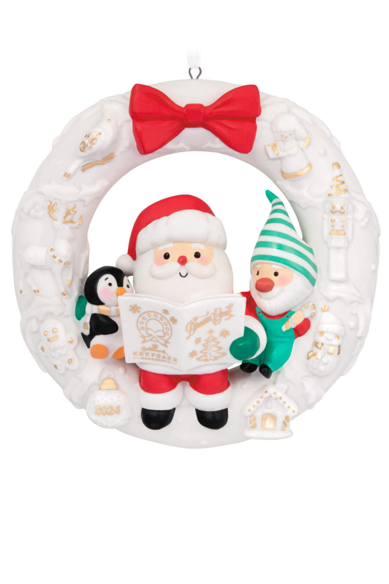 Light Gray 2024 Ornament - Porcelain Wreath of Memories