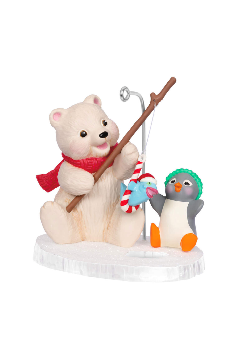 Light Gray 2024 Ornament - Snowball and Tuxedo Fishing Friends