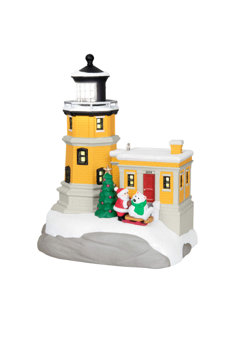 Light Gray 2024 Ornament - Holiday Lighthouse