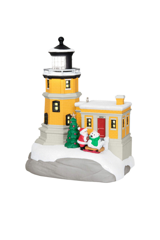 Light Gray 2024 Ornament - Holiday Lighthouse