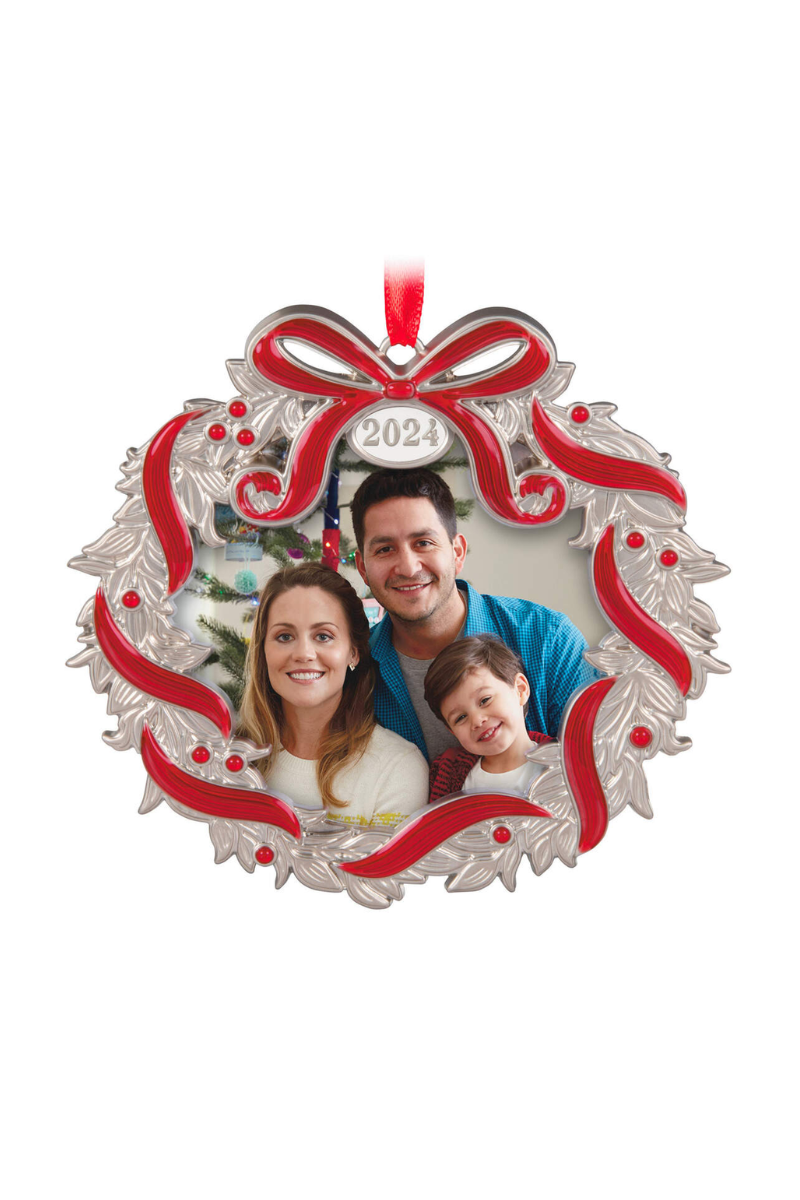 Dark Gray 2024 Ornament - Our Family Christmas Metal Photo Frame