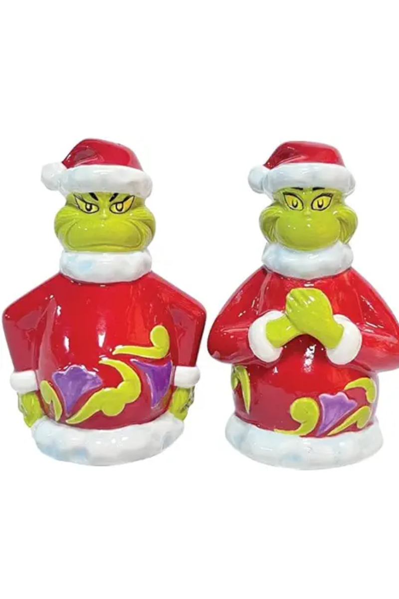 Brown Jim Shore Naughty/Nice Grinch Salt & Pepper Shakers