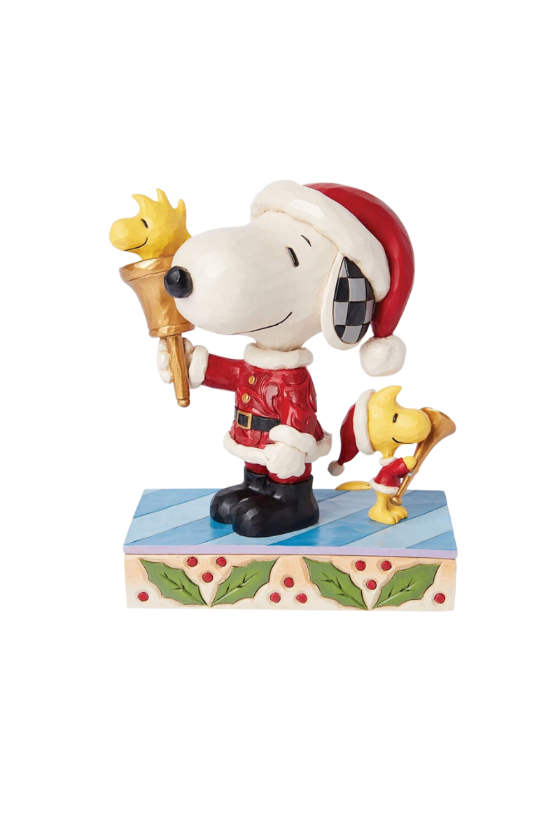 Light Gray Jim Shore Peanuts Santa Snoopy with Woodstock