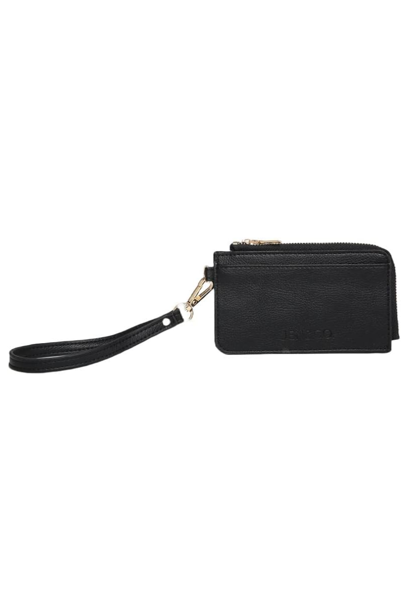 Dark Slate Gray JEN & CO. Slim Wallet with Strap Annalise Black