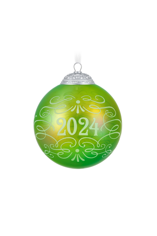 Yellow Green 2024 Ornament - Christmas Commemorative Glass Ball