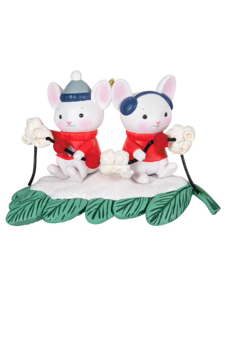 Sea Green 2024 Ornament - Merry Mice With Popcorn Garland