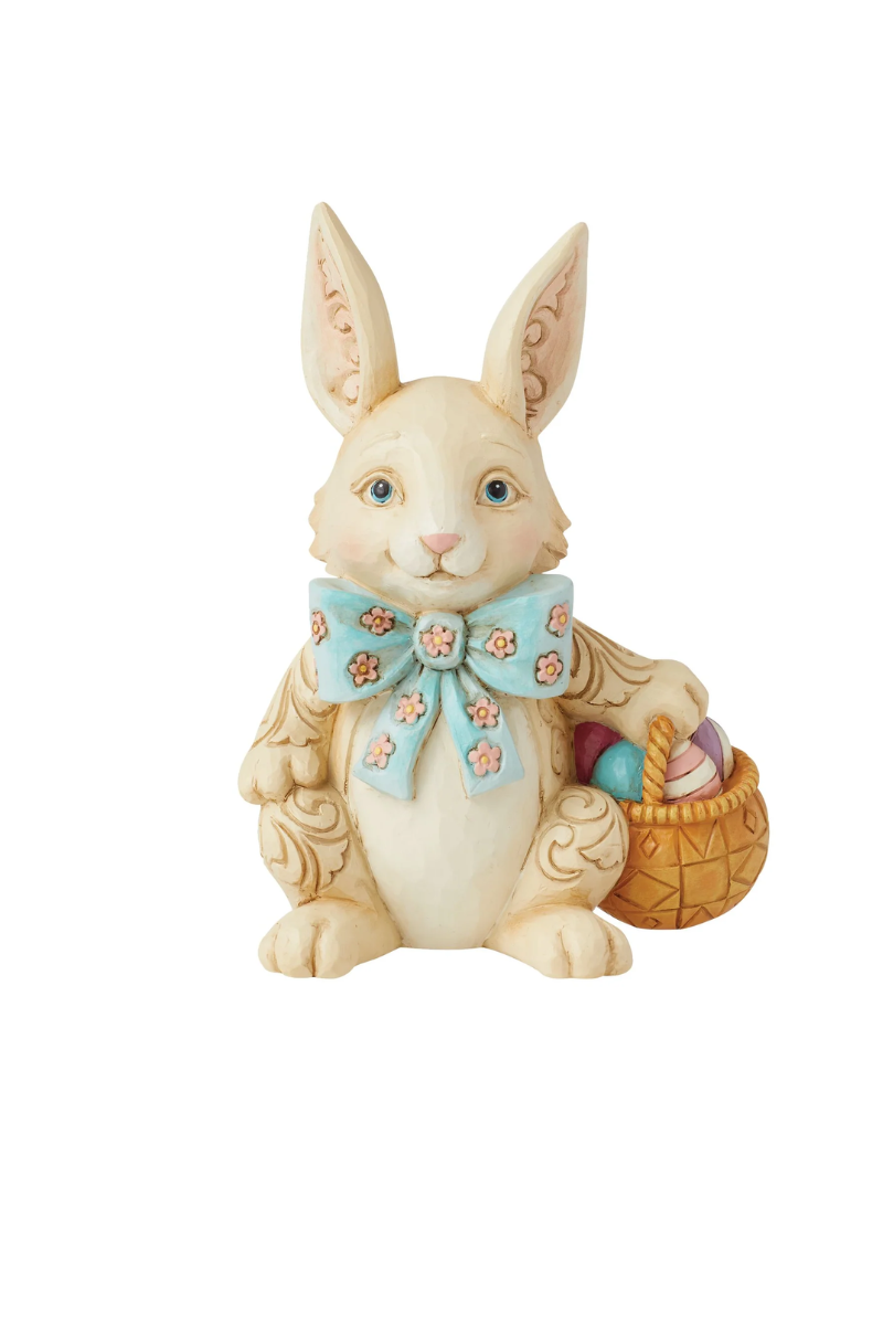 Gray Jim Shore Easter Bunny with Bow Pint Fig