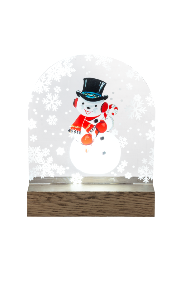 Lavender LED Light Up Snowman Figurine