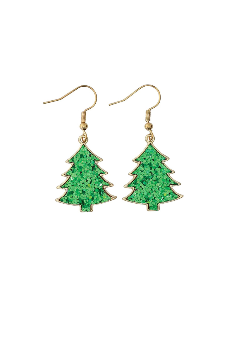 Medium Sea Green Periwinkle By Barlow Green Sequin Trees - Earrings