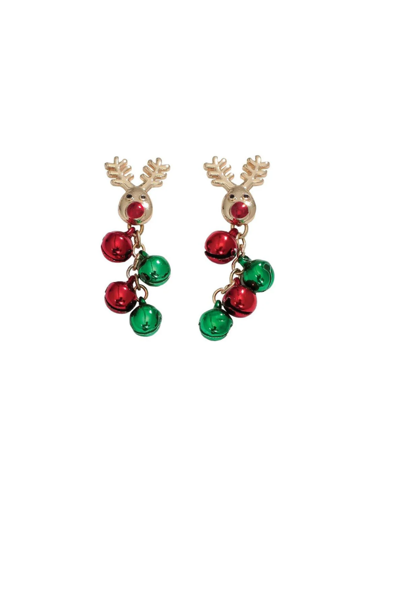 Gray Periwinkle by Barlow: Rudolph with Bells - Earrings