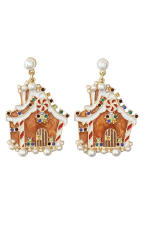 Light Gray Periwinkle by Barlow - Gingerbread House Earrings