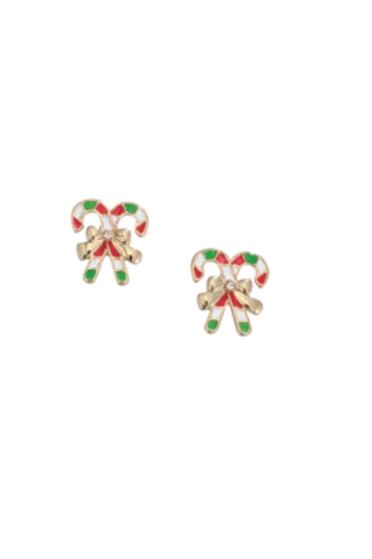 Tan Periwinkle by Barlow - Crossed Candy Cane Earrings