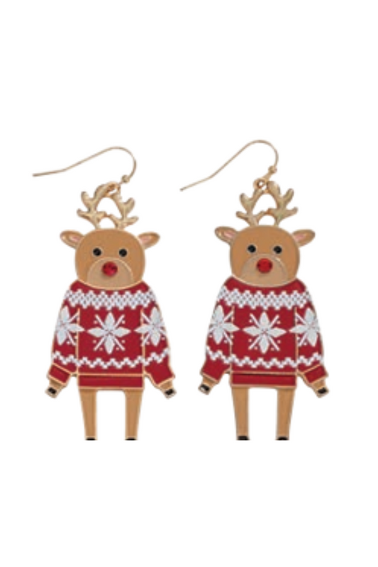 Rosy Brown Periwinkle by Barlow - Rudolph in Sweater Earrings