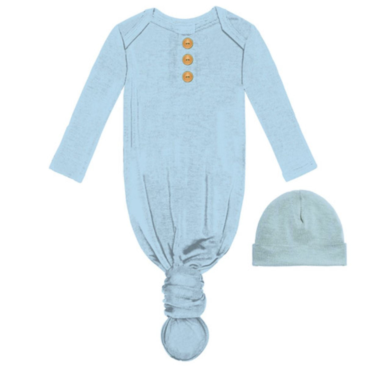 Light Blue Powder Blue Infant Gown and Beanie Set