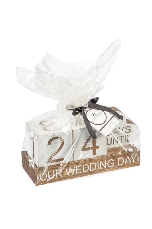 Antique White Wooden Countdown "Our Wedding Day"